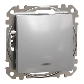   Schneider Electric SDD113101N egypólusú kapcsoló (101), alumínium burkolattal, piros ellenőrzőfénnyel, rugós bekötés, kerét nélkül, süllyesztett, 10A 250V IP20 (Sedna Design / Elements)
