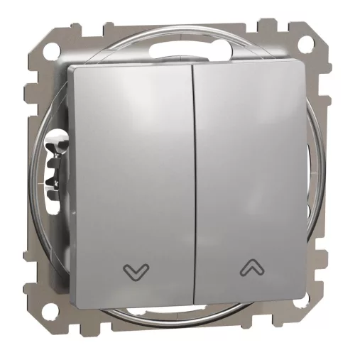 Schneider Electric SDD113104 redőnykapcsoló, alumínium burkolattal, rugós bekötés, kerét nélkül, süllyesztett, 10A 250V IP20 (Sedna Design / Elements)