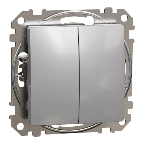 Schneider Electric SDD113105 csillárkapcsoló (105), alumínium burkolattal, rugós bekötés, kerét nélkül, süllyesztett, 10A 250V IP20 (Sedna Design / Elements)