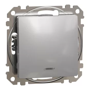   Schneider Electric SDD113107L keresztkapcsoló (107), alumínium burkolattal, kék jelzőfénnyel, rugós bekötés, kerét nélkül, süllyesztett, 10A 250V IP20 (Sedna Design / Elements)