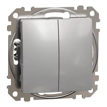   Schneider Electric SDD113108 kettős váltóérintkezős kapcsoló (106+6), alumínium burkolattal, rugós bekötés, kerét nélkül, süllyesztett, 10A 250V IP20 (Sedna Design / Elements)