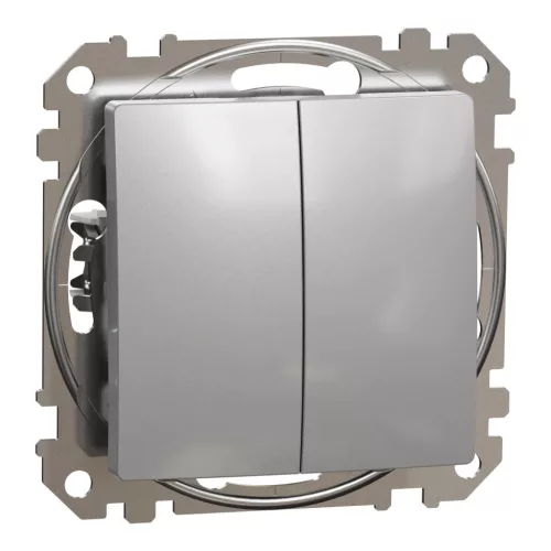 Schneider Electric SDD113108 kettős váltóérintkezős kapcsoló (106+6), alumínium burkolattal, rugós bekötés, kerét nélkül, süllyesztett, 10A 250V IP20 (Sedna Design / Elements)