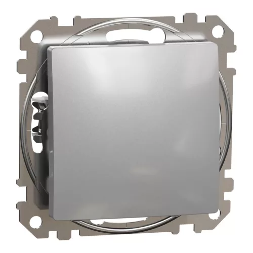 Schneider Electric SDD113111 egypólusú nyomó (N101), alumínium burkolattal, rugós bekötés, kerét nélkül, süllyesztett, 10A 250V IP20 (Sedna Design / Elements)