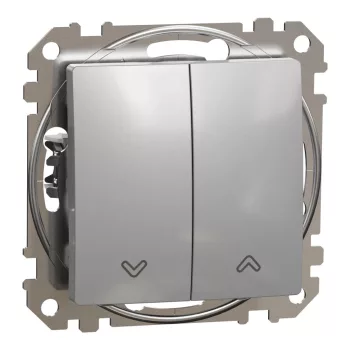   Schneider Electric SDD113114 redőnynyomó, alumínium burkolattal, rugós bekötés, kerét nélkül, süllyesztett, 10A 250V IP20 (Sedna Design / Elements)