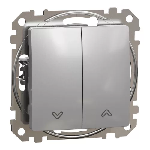 Schneider Electric SDD113114 redőnynyomó, alumínium burkolattal, rugós bekötés, kerét nélkül, süllyesztett, 10A 250V IP20 (Sedna Design / Elements)