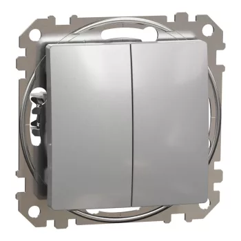   Schneider Electric SDD113118 kettős nyomó, alumínium burkolattal, rugós bekötés, kerét nélkül, süllyesztett, 10A 250V IP20 (Sedna Design / Elements)