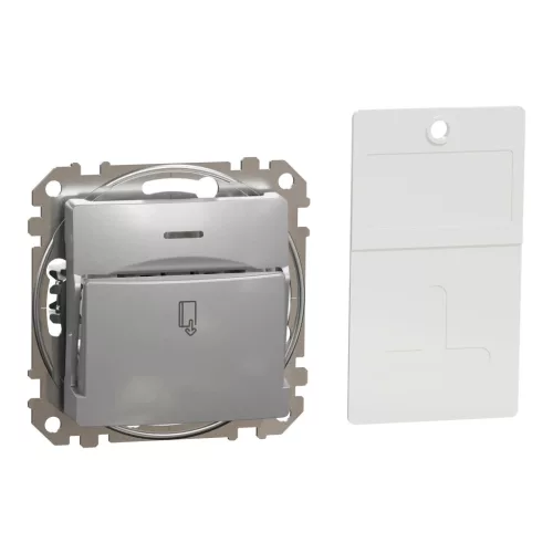 Schneider Electric SDD113121 kártyás kapcsoló, alumínium burkolattal, rugós bekötés, kerét nélkül, süllyesztett, 10A 250V IP20 (Sedna Design / Elements)