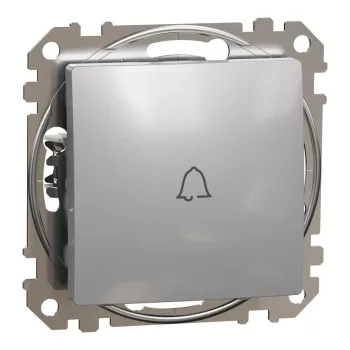   Schneider Electric SDD113131 egypólusú nyomó (N101), alumínium burkolattal, csengőjellel, rugós bekötés, kerét nélkül, süllyesztett, 10A 250V IP20 (Sedna Design / Elements)