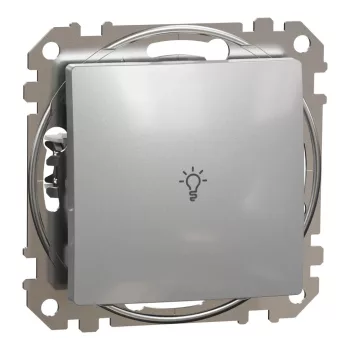   Schneider Electric SDD113132 egypólusú nyomó (N101), alumínium burkolattal, lámpajellel, rugós bekötés, kerét nélkül, süllyesztett, 10A 250V IP20 (Sedna Design / Elements)