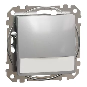  Schneider Electric SDD113143L egypólusú nyomó (N101), alumínium burkolattal, címketartóval, rugós bekötés, kerét nélkül, süllyesztett, 10A 250V IP20 (Sedna Design / Elements)