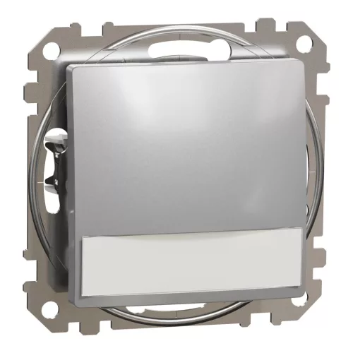 Schneider Electric SDD113143L egypólusú nyomó (N101), alumínium burkolattal, címketartóval, rugós bekötés, kerét nélkül, süllyesztett, 10A 250V IP20 (Sedna Design / Elements)