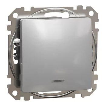  Schneider Electric SDD113166L váltókapcsoló (106), alumínium burkolattal, kék jelzőfénnyel, rugós bekötés, kerét nélkül, süllyesztett, 16A 250V IP20 (Sedna Design / Elements)