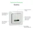 Schneider Electric SDD113405 Dupla USB töltő A+C típusú 3A - 21W, alumínium burkolattal, keret nélkül, csavaros bekötés (Sedna Design / Elements)
