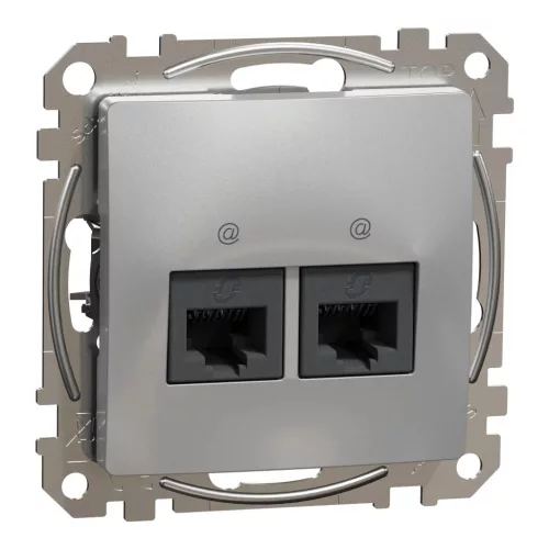 Schneider Sedna SDD113452 2x RJ45 Cat5e UTP adatcsatlakozó aljzat alumínium