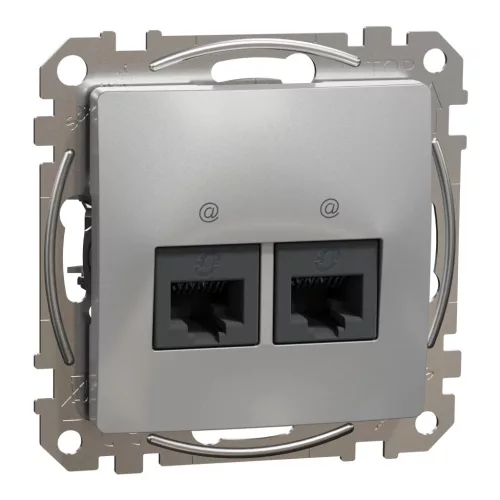 Schneider Electric SDD113462 Informatikai csatlakozóaljzat 2xRJ45, Cat6 UTP, alumínium burkolattal, keret nélkül, csavaros bekötés (Sedna Design / Elements)