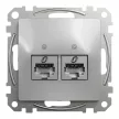 Schneider Electric SDD113467S Informatikai csatlakozóaljzat 2xRJ45, Cat6A STP, alumínium burkolattal, keret nélkül, csavaros bekötés (Sedna Design / Elements)