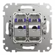 Schneider Electric SDD113467S Informatikai csatlakozóaljzat 2xRJ45, Cat6A STP, alumínium burkolattal, keret nélkül, csavaros bekötés (Sedna Design / Elements)