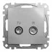 Schneider Electric SDD113471R végzáró TV-Rádió csatlakozóaljzat 4 dB(TV) 10 dB(Rádió) , alumínium burkolattal, keret nélkül, csavaros bekötés (Sedna Design / Elements)