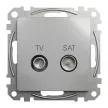 Schneider Electric SDD113474S átmenő TV-SAT csatlakozóaljzat 7 dB(TV) 3 dB (SAT), alumínium burkolattal, keret nélkül, csavaros bekötés (Sedna Design / Elements)