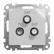 Schneider Electric SDD113481S végzáró TV-SAT-SAT csatlakozóaljzat 4 dB(TV) 1 dB(SAT) , alumínium burkolattal, keret nélkül, csavaros bekötés (Sedna Design / Elements)