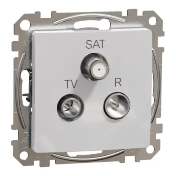   Schneider Electric SDD113484 átmenő TV-Rádió-SAT csatlakozóaljzat 7 dB(TV) 10 dB(Rádió) 3 dB (SAT), alumínium burkolattal, keret nélkül, csavaros bekötés (Sedna Design / Elements)