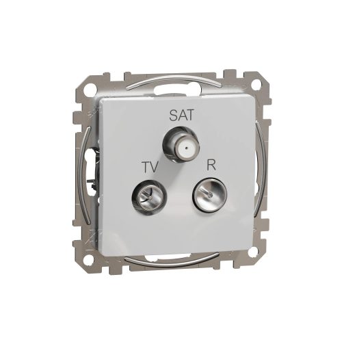 Schneider Electric SDD113484 átmenő TV-Rádió-SAT csatlakozóaljzat 7 dB(TV) 10 dB(Rádió) 3 dB (SAT), alumínium burkolattal, keret nélkül, csavaros bekötés (Sedna Design / Elements)