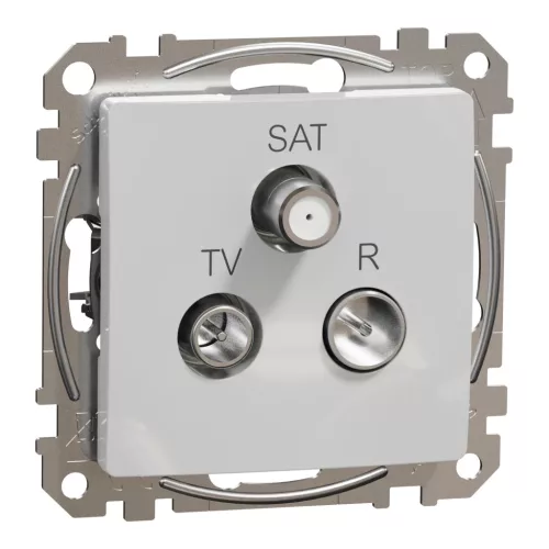 Schneider Electric SDD113484 átmenő TV-Rádió-SAT csatlakozóaljzat 7 dB(TV) 10 dB(Rádió) 3 dB (SAT), alumínium burkolattal, keret nélkül, csavaros bekötés (Sedna Design / Elements)