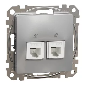   Schneider Electric SDD113492 telefoncsatlakozó 2xRJ11, alumínium burkolattal, keret nélkül, csavaros bekötés (Sedna Design / Elements)