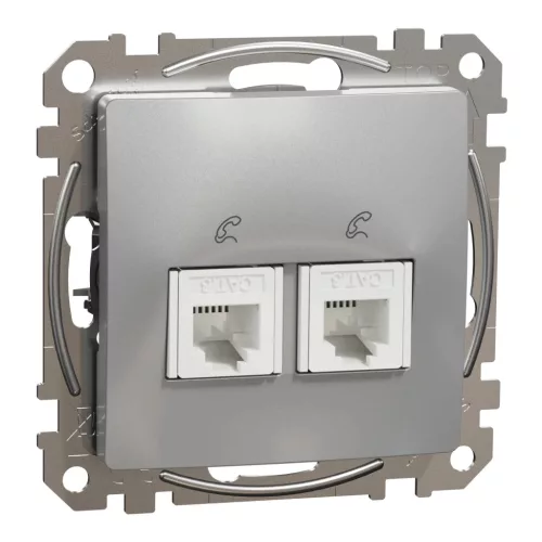 Schneider Electric SDD113492 telefoncsatlakozó 2xRJ11, alumínium burkolattal, keret nélkül, csavaros bekötés (Sedna Design / Elements)
