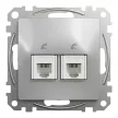 Schneider Electric SDD113492 telefoncsatlakozó 2xRJ11, alumínium burkolattal, keret nélkül, csavaros bekötés (Sedna Design / Elements)