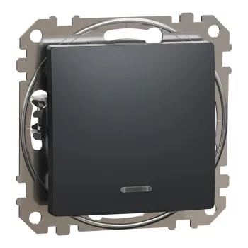   Schneider Electric SDD114101N egypólusú kapcsoló (101), antracit burkolattal, piros ellenőrzőfénnyel, rugós bekötés, kerét nélkül, süllyesztett, 10A 250V IP20 (Sedna Design / Elements)