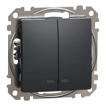   Schneider Electric SDD114105L csillárkapcsoló (105), antracit burkolattal, kék jelzőfénnyel, rugós bekötés, kerét nélkül, süllyesztett, 10A 250V IP20 (Sedna Design / Elements)