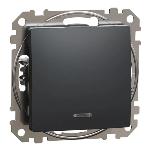Schneider Electric SDD114106L váltókapcsoló (106), antracit burkolattal, kék jelzőfénnyel, rugós bekötés, kerét nélkül, süllyesztett, 10A 250V IP20 (Sedna Design / Elements)