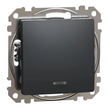  Schneider Electric SDD114107L keresztkapcsoló (107), antracit burkolattal, kék jelzőfénnyel, rugós bekötés, kerét nélkül, süllyesztett, 10A 250V IP20 (Sedna Design / Elements)