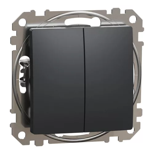 Schneider Electric SDD114108 kettős váltóérintkezős kapcsoló (106+6), antracit burkolattal, rugós bekötés, kerét nélkül, süllyesztett, 10A 250V IP20 (Sedna Design / Elements)