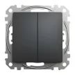 Schneider Electric SDD114108 kettős váltóérintkezős kapcsoló (106+6), antracit burkolattal, rugós bekötés, kerét nélkül, süllyesztett, 10A 250V IP20 (Sedna Design / Elements)