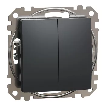   Schneider Electric SDD114118 kettős nyomó, antracit burkolattal, rugós bekötés, kerét nélkül, süllyesztett, 10A 250V IP20 (Sedna Design / Elements)