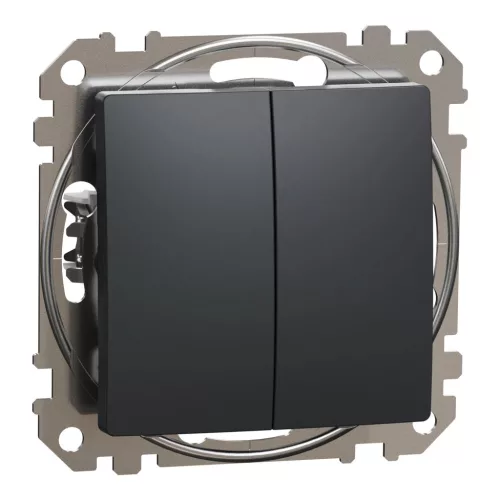 Schneider Electric SDD114118 kettős nyomó, antracit burkolattal, rugós bekötés, kerét nélkül, süllyesztett, 10A 250V IP20 (Sedna Design / Elements)