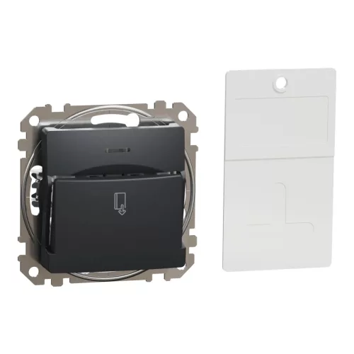 Schneider Electric SDD114121 kártyás kapcsoló, antracit burkolattal, rugós bekötés, kerét nélkül, süllyesztett, 10A 250V IP20 (Sedna Design / Elements)