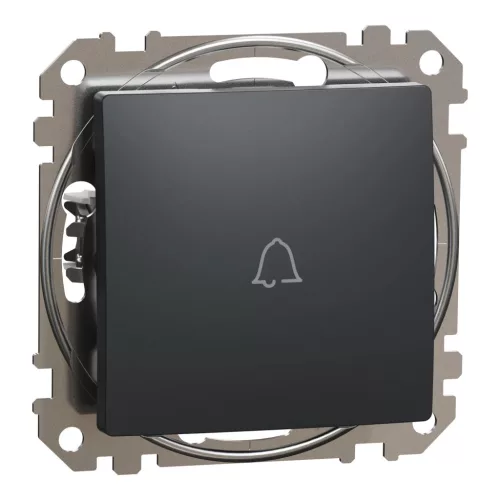 Schneider Electric SDD114131 egypólusú nyomó (N101), antracit burkolattal, csengőjellel, rugós bekötés, kerét nélkül, süllyesztett, 10A 250V IP20 (Sedna Design / Elements)
