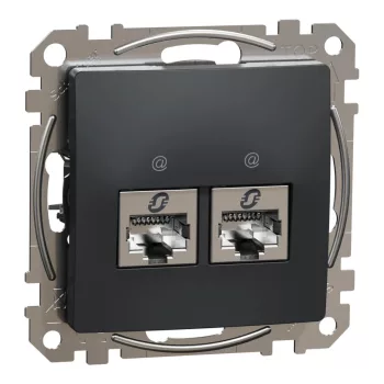   Schneider Electric SDD114462S Informatikai csatlakozóaljzat 2xRJ45, Cat6 STP, antracit burkolattal, keret nélkül, csavaros bekötés (Sedna Design / Elements)