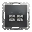 Schneider Sedna SDD114462S 2x RJ45 Cat6 STP adatcsatlakozó aljzat antracit
