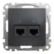 Schneider Electric SDD114462 Informatikai csatlakozóaljzat 2xRJ45, Cat6 UTP, antracit burkolattal, keret nélkül, csavaros bekötés (Sedna Design / Elements)