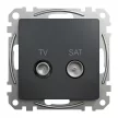 Schneider Electric SDD114471S végzáró TV-SAT csatlakozóaljzat 4 dB(TV) 1 dB (SAT),antracit burkolattal, keret nélkül, csavaros bekötés (Sedna Design / Elements)