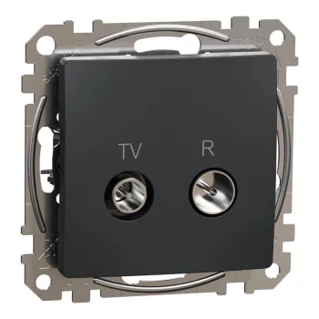   Schneider Electric SDD114474R átmenő TV-Rádió csatlakozóaljzat 7 dB(TV) 10 dB(Rádió) , antracit burkolattal, keret nélkül, csavaros bekötés (Sedna Design / Elements)
