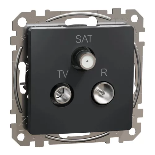 Schneider Electric SDD114481 végzáró TV-Rádió-SAT csatlakozóaljzat 4 dB(TV) 10 dB(Rádió) 1 dB (SAT),antracit burkolattal, keret nélkül, csavaros bekötés (Sedna Design / Elements)