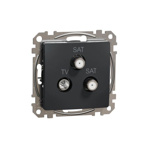 Schneider Electric SDD114481S végzáró TV-SAT-SAT csatlakozóaljzat 4 dB(TV) 1 dB(SAT) , antracit burkolattal, keret nélkül, csavaros bekötés (Sedna Design / Elements)