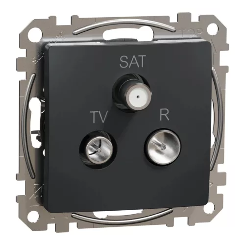 Schneider Electric SDD114484 átmenő TV-Rádió-SAT csatlakozóaljzat 7 dB(TV) 10 dB(Rádió) 3 dB (SAT), antracit burkolattal, keret nélkül, csavaros bekötés (Sedna Design / Elements)