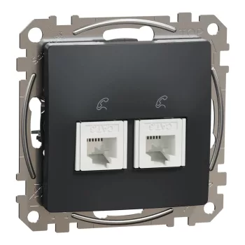   Schneider Electric SDD114492 telefoncsatlakozó 2xRJ11, antracit burkolattal, keret nélkül, csavaros bekötés (Sedna Design / Elements)