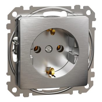   Schneider Electric Sedna SDD170026U földelt csatlakozóaljzat (dugalj), 2P+F, szálcsiszolt alumínium burkolattal, rugós bekötés, keret nélkül, süllyesztett, 16A 250V IP20 (Sedna Design / Elements)